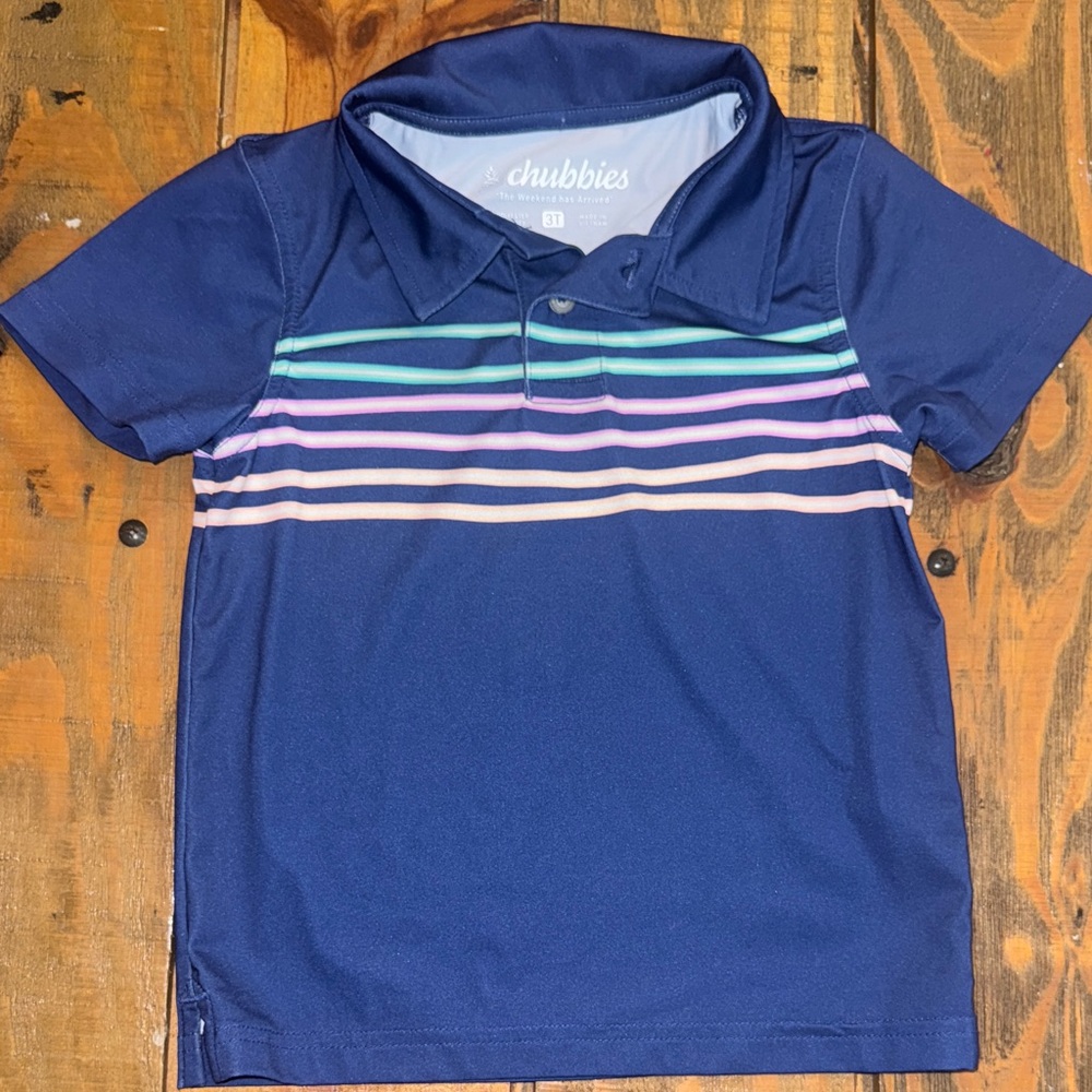 Chubbies Kids Navy Polo Shirt with Stripes size 3t NWOT SO CUTE!